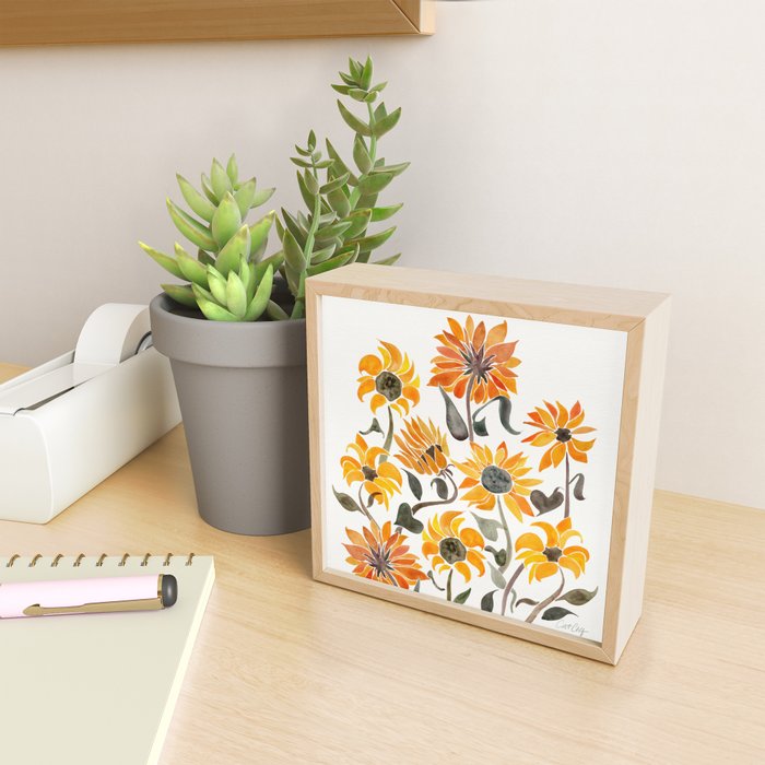 Sunflower Watercolor - Yellow & Black Palette Mini Art Print Gallery Image 2