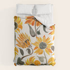 Sunflower Watercolor - Yellow & Black Palette Comforter Gallery Image 6