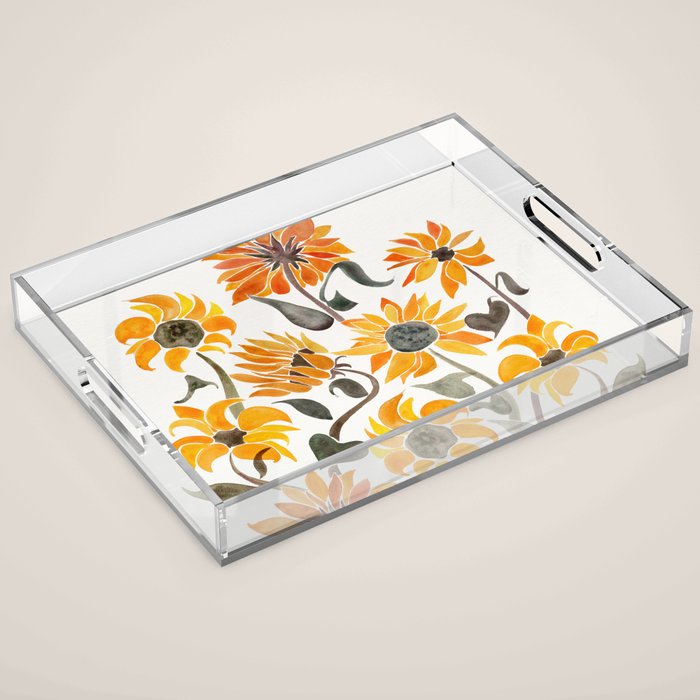 Sunflower Watercolor - Yellow & Black Palette Acrylic Tray Gallery Image 1