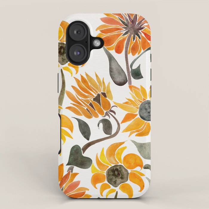 Sunflower Watercolor - Yellow & Black Palette iPhone Case Gallery Image 1