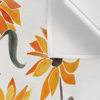 Sunflower Watercolor - Yellow & Black Palette Wall Tapestry Gallery Image 3