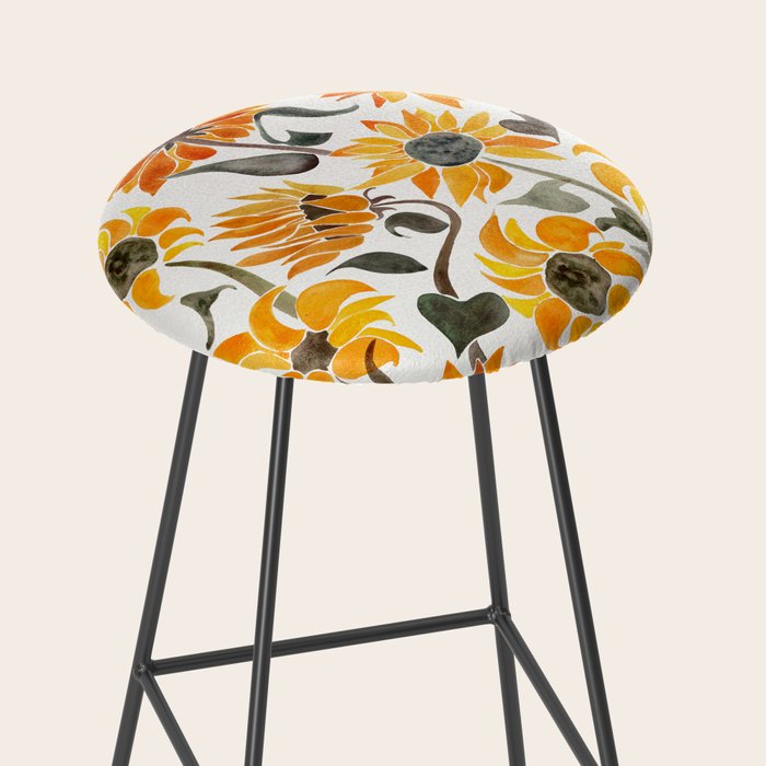 Sunflower Watercolor - Yellow & Black Palette Stool Gallery Image 2