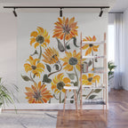Sunflower Watercolor - Yellow & Black Palette Wall Mural Gallery Image 1