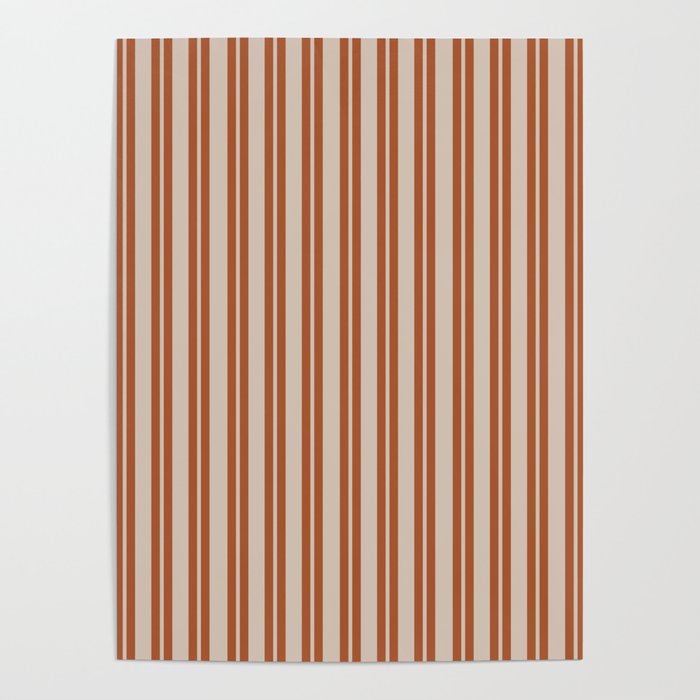 Rust Clay and Putty Classic Double Stripe Pattern Poster Gallery Image 1