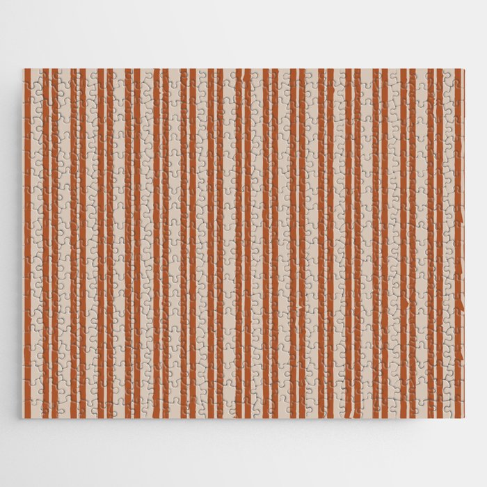 Rust Clay and Putty Classic Double Stripe Pattern Jigsaw Puzzle Gallery Image 1