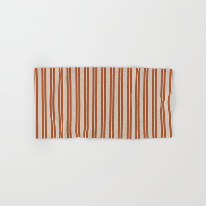 Rust Clay and Putty Classic Double Stripe Pattern Bath Towel Gallery Image 1