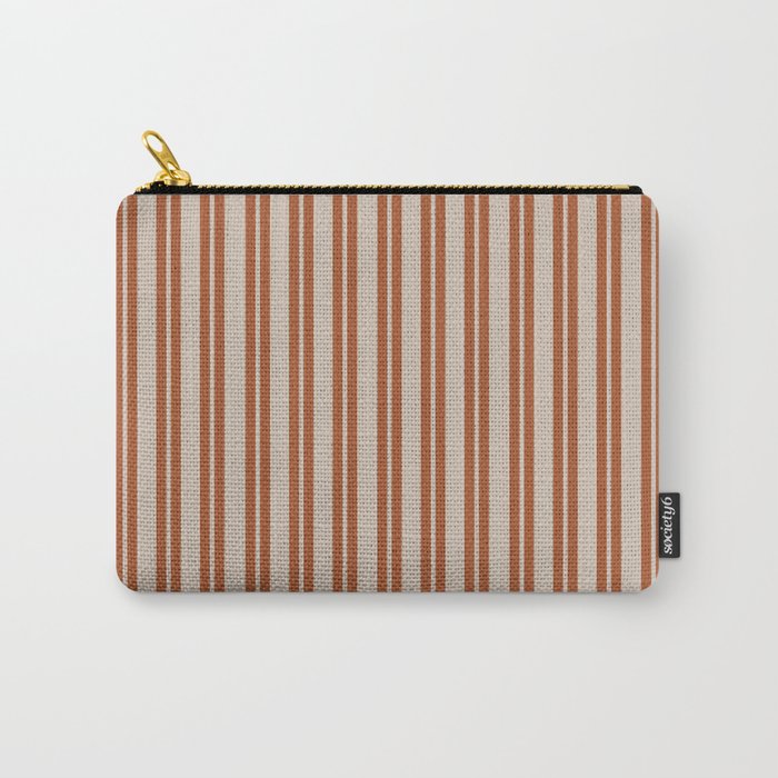 Rust Clay and Putty Classic Double Stripe Pattern Carry All Pouch Gallery Image 1