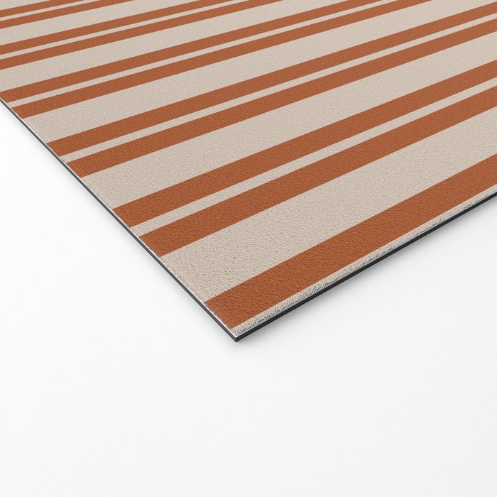Rust Clay and Putty Classic Double Stripe Pattern Welcome Mat Gallery Image 2