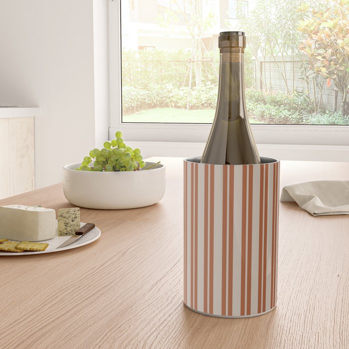 Rust Clay and Putty Classic Double Stripe Pattern Wine Chiller Gallery Image 4