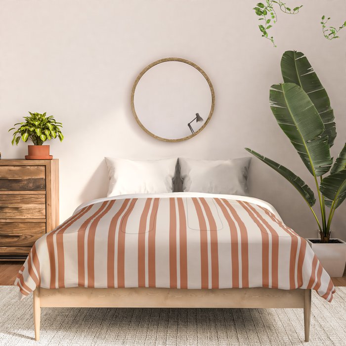 Rust Clay and Putty Classic Double Stripe Pattern Comforter Gallery Image 3