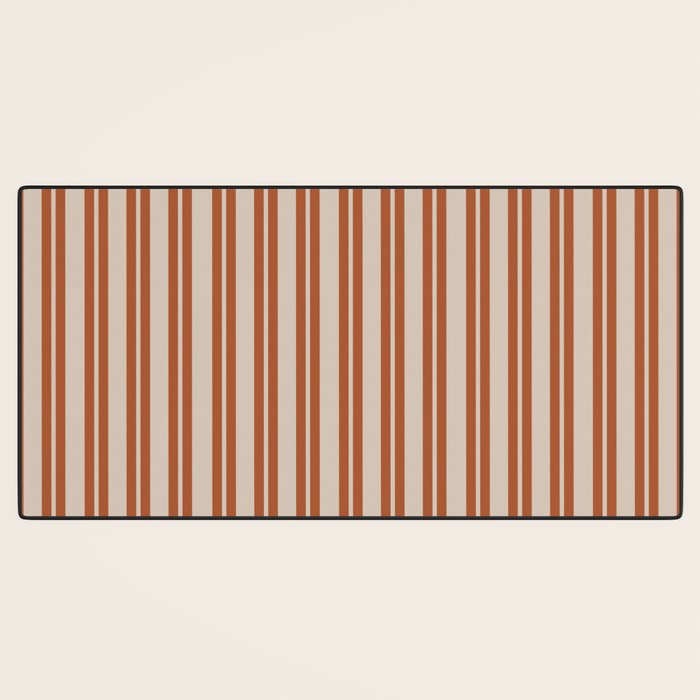 Rust Clay and Putty Classic Double Stripe Pattern Desk Mat Gallery Image 3