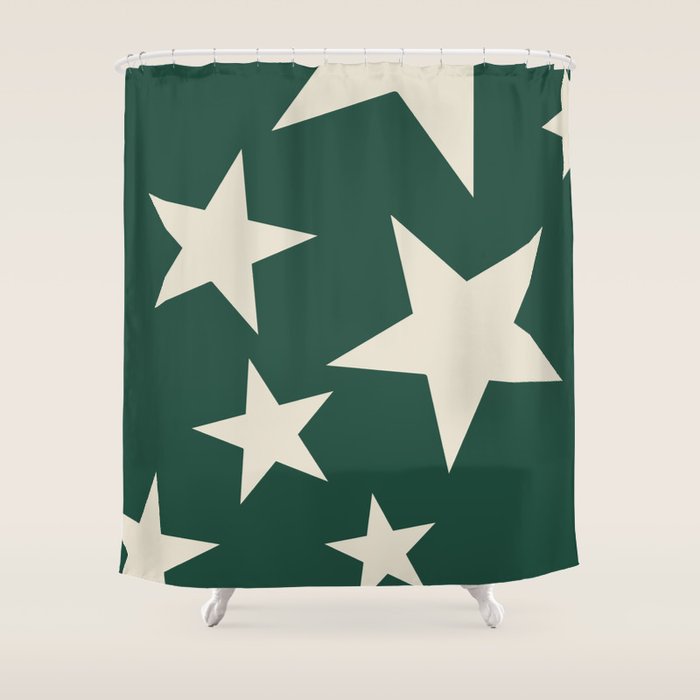 Big Ol Stars Old Money Green Shower Curtain Gallery Image 1