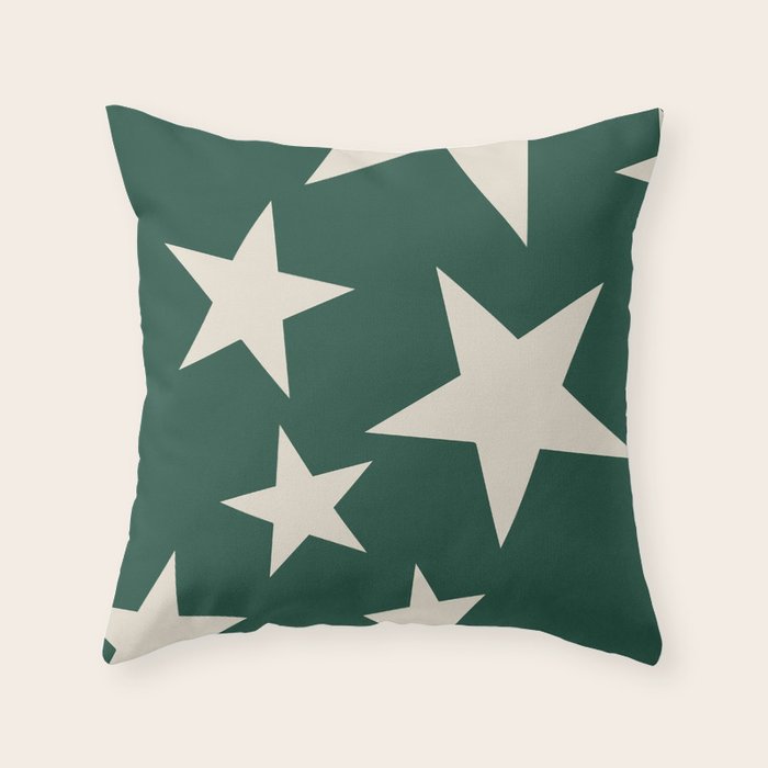 Big Ol Stars Old Money Green Throw Pillow Gallery Image 1