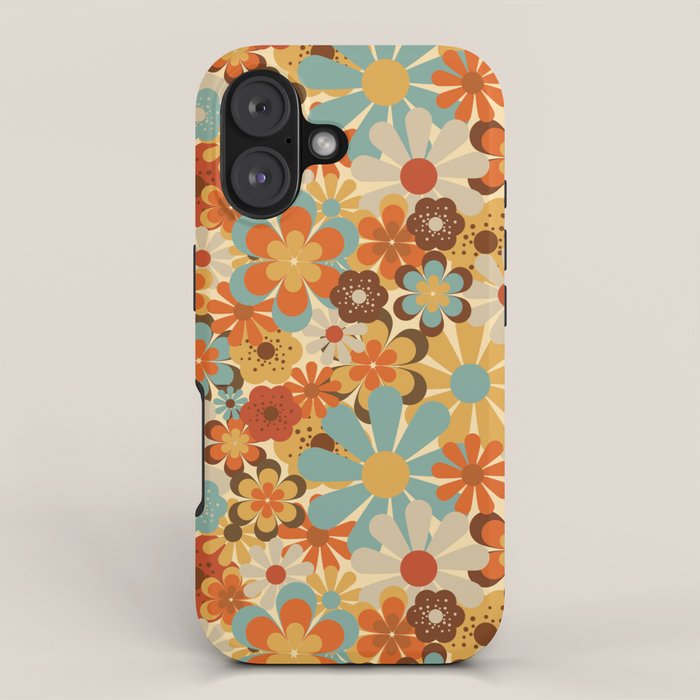 70's Retro Floral Patterned Prints iPhone Case Gallery Image 1