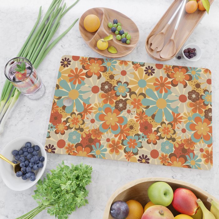 70's Retro Floral Patterned Prints Cutting Board Gallery Image 2