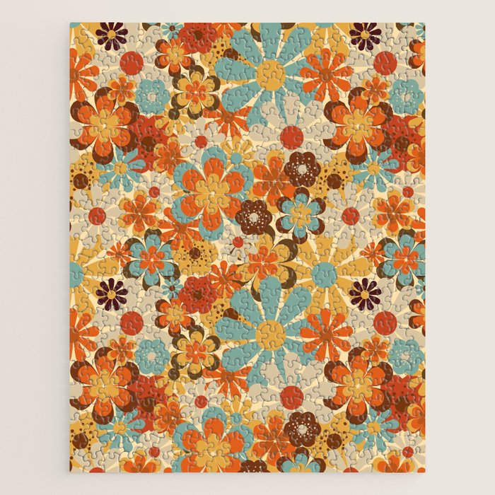 70's Retro Floral Patterned Prints Jigsaw Puzzle Gallery Image 1