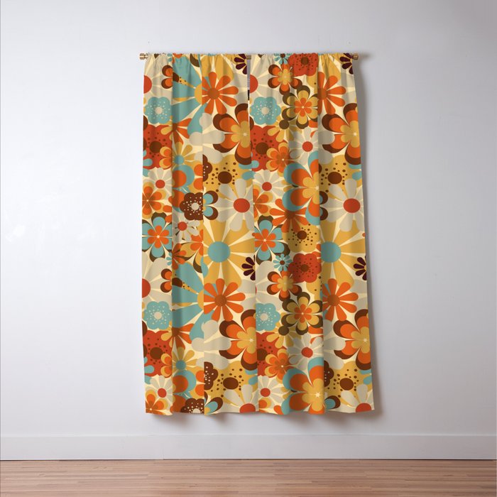 70's Retro Floral Patterned Prints Window Curtain Gallery Image 3