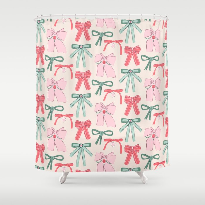 Fancy Christmas Ribbons and Bows Shower Curtain Gallery Image 1