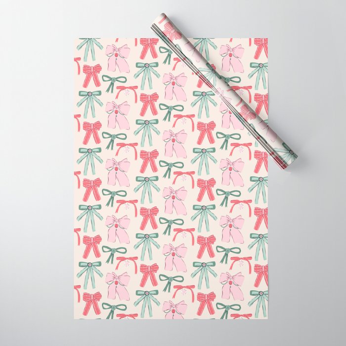 Fancy Christmas Ribbons and Bows Wrapping Paper