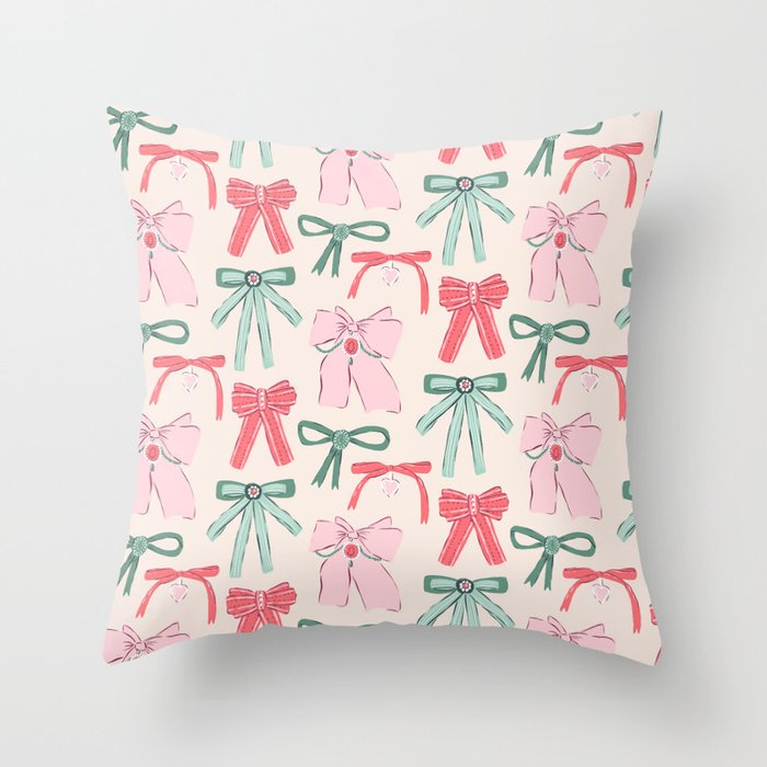 Fancy Christmas Ribbons and Bows Throw Pillow Gallery Image 1