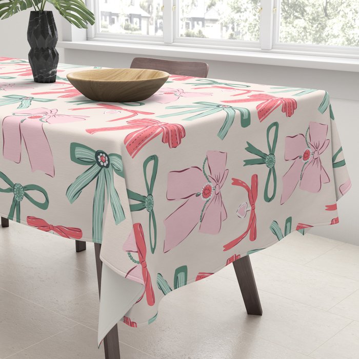 Fancy Christmas Ribbons and Bows Tablecloth Gallery Image 3