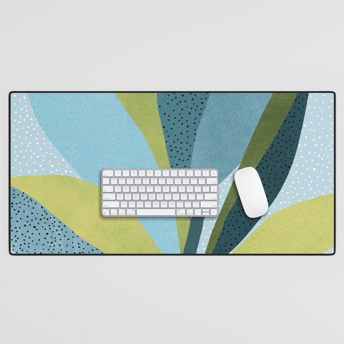 Abstract Maximal Flora in French Blue and Olive Desk Mat Gallery Image 1