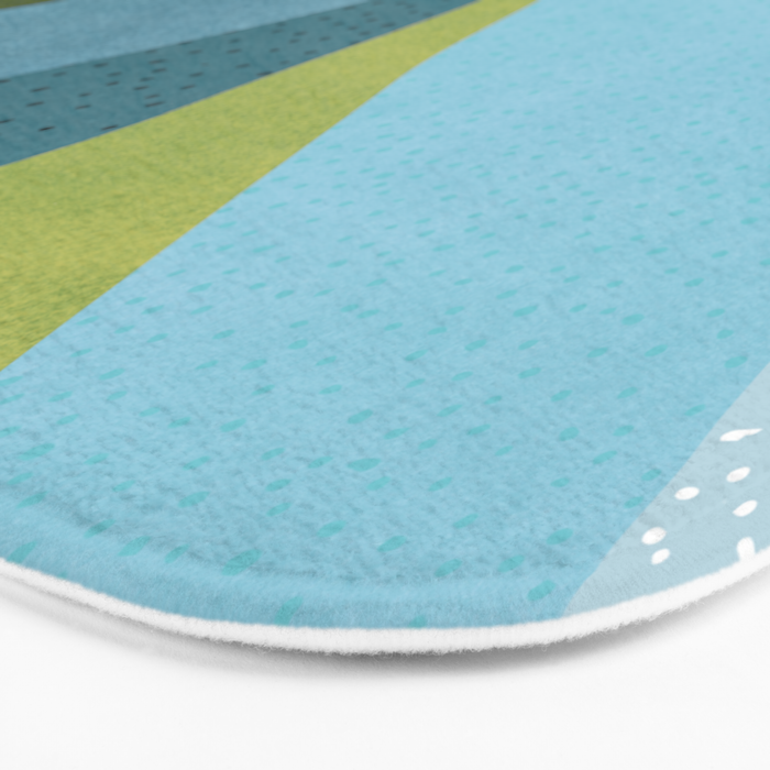 Abstract Maximal Flora in French Blue and Olive Bath Mat Gallery Image 3