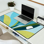 Abstract Maximal Flora in French Blue and Olive Desk Mat Gallery Image 2