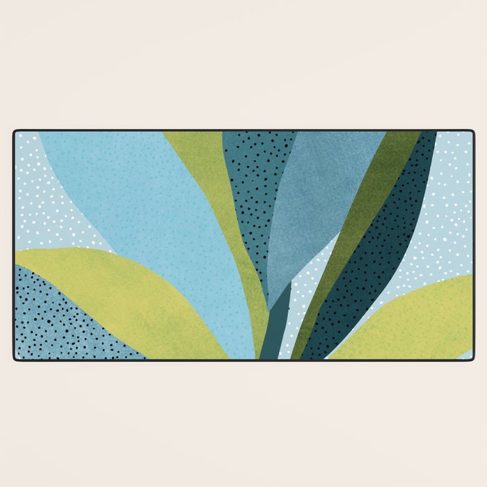 Abstract Maximal Flora in French Blue and Olive Desk Mat Gallery Image 3