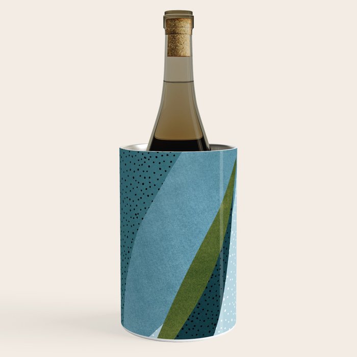 Abstract Maximal Flora in French Blue and Olive Wine Chiller Gallery Image 3