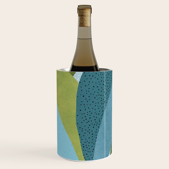 Abstract Maximal Flora in French Blue and Olive Wine Chiller Gallery Image 1