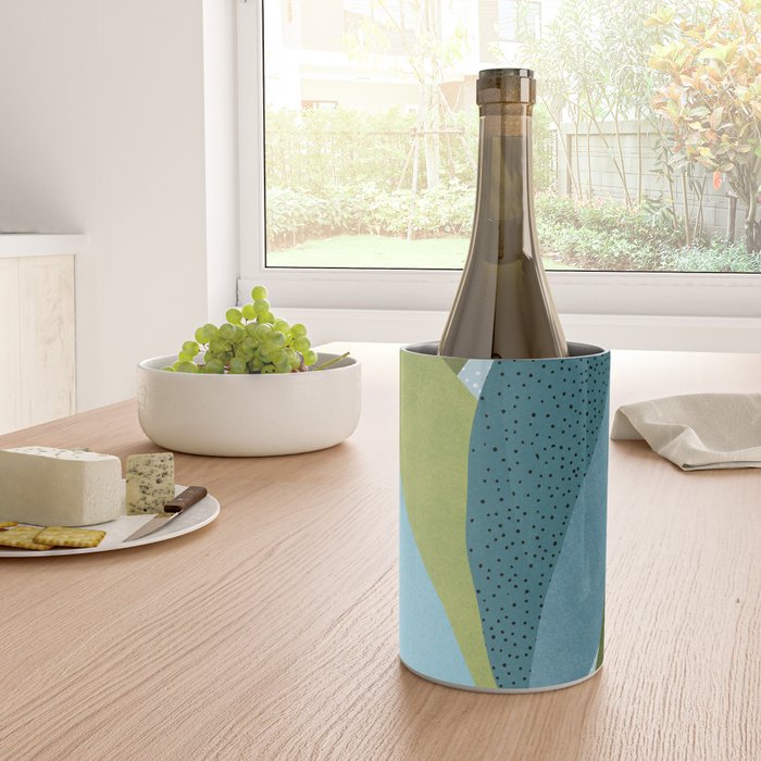 Abstract Maximal Flora in French Blue and Olive Wine Chiller Gallery Image 4