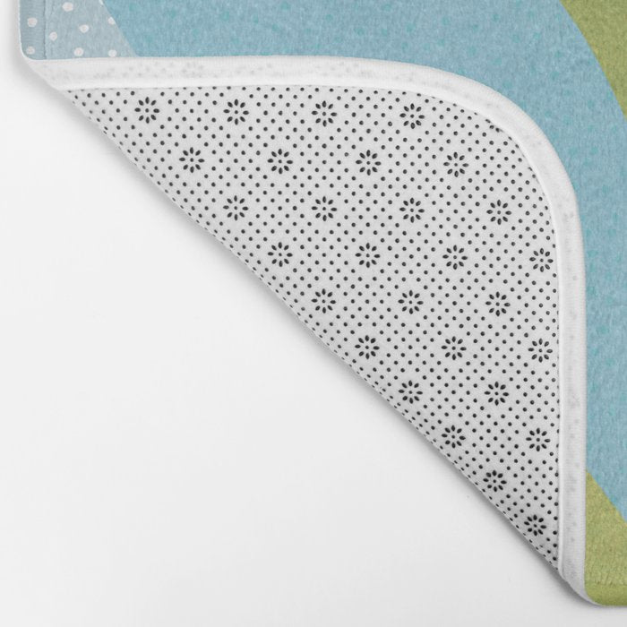 Abstract Maximal Flora in French Blue and Olive Bath Mat Gallery Image 2