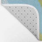 Abstract Maximal Flora in French Blue and Olive Bath Mat Gallery Image 2