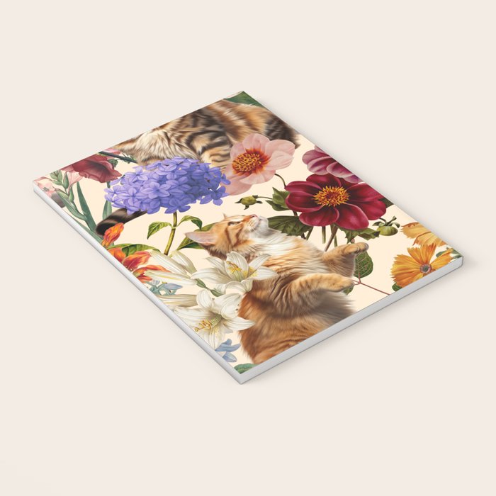 Cat and Floral Pattern IV Notebook Gallery Image 3