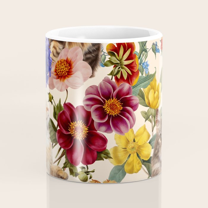 Cat and Floral Pattern IV Coffee Mug Gallery Image 4