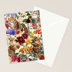 Cat and Floral Pattern IV Stationery Card Gallery Image 2