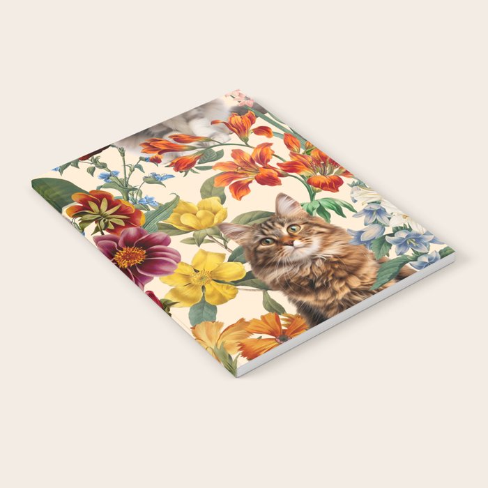 Cat and Floral Pattern IV Notebook Gallery Image 2