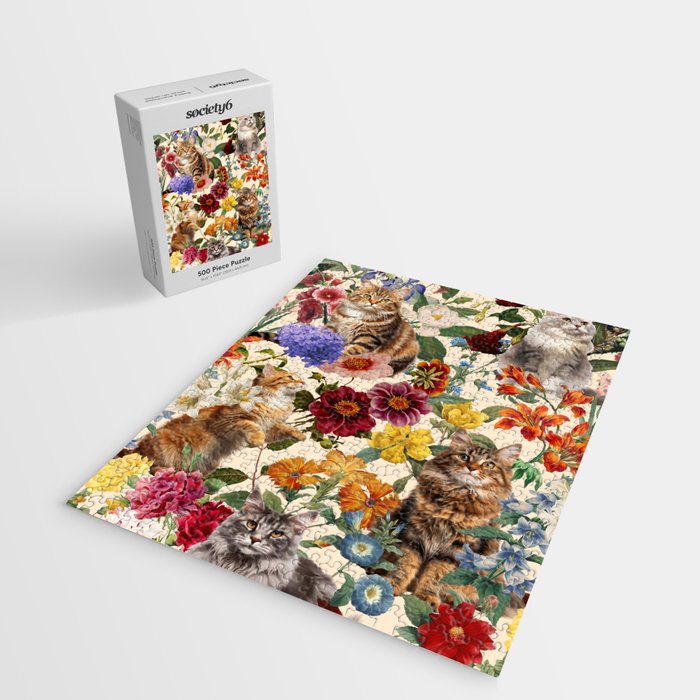 Cat and Floral Pattern IV Jigsaw Puzzle Gallery Image 2
