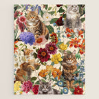 Cat and Floral Pattern IV Jigsaw Puzzle Gallery Image 1