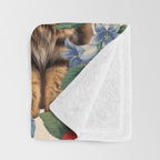 Cat and Floral Pattern IV Throw Blanket Gallery Image 3