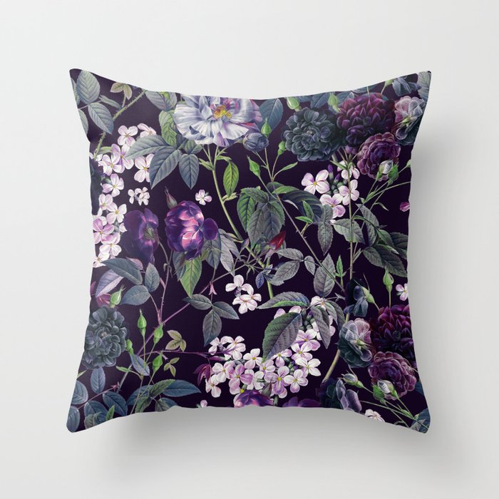 Rose Garden - Night II Throw Pillow Gallery Image 1