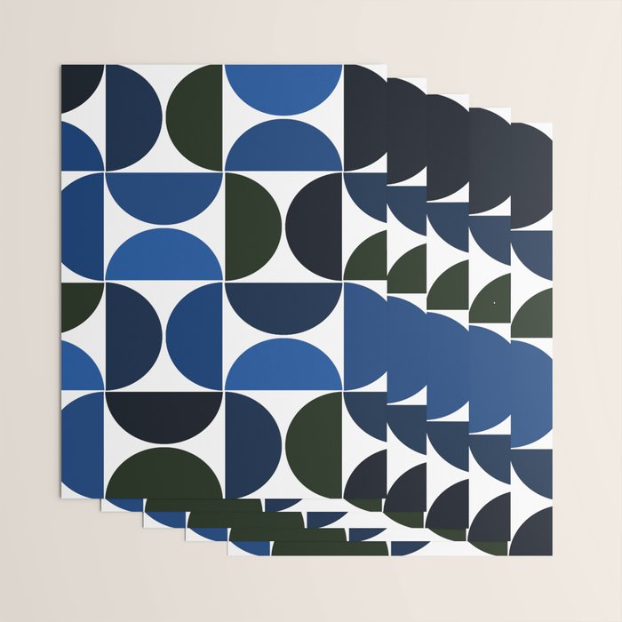 Mid century modern geometric Indigo Blue Wrapping Paper Gallery Image 3