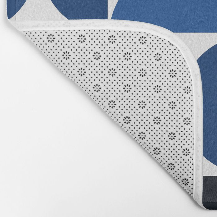 Mid century modern geometric Indigo Blue Bath Mat Gallery Image 2