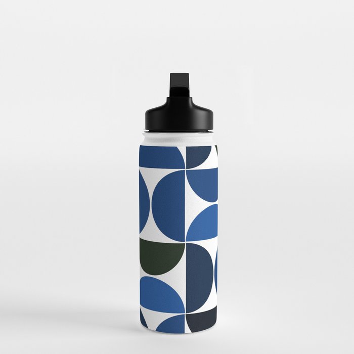 Mid century modern geometric Indigo Blue Water Bottle Gallery Image 3