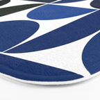 Mid century modern geometric Indigo Blue Bath Mat Gallery Image 3