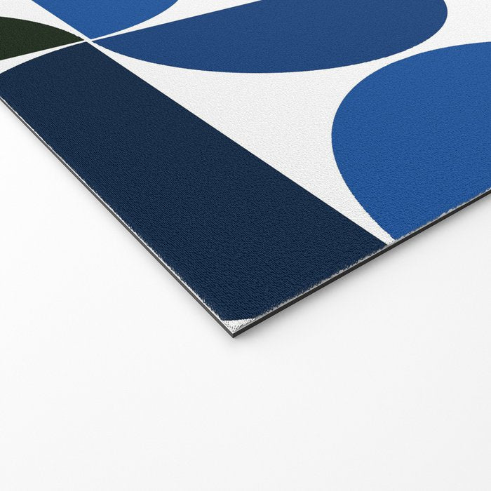 Mid century modern geometric Indigo Blue Welcome Mat Gallery Image 2