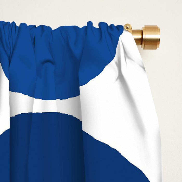 Mid century modern geometric Indigo Blue Window Curtain Gallery Image 2