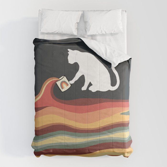 Rainbow cat 1b black magic coffee milk drop Comforter Gallery Image 1