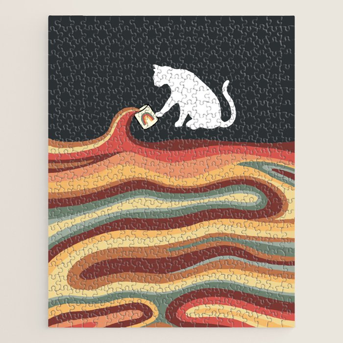 Rainbow cat 1b black magic coffee milk drop Jigsaw Puzzle Gallery Image 1